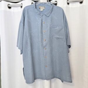 Big Dogs 4X Silk Button Up Shortsleeve Shirt Tone on Tone Floral Dress Casual